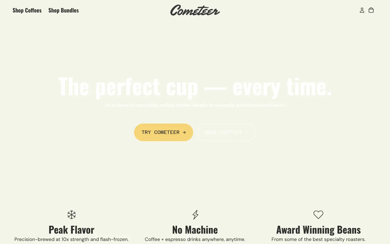 Cometeer - Homepage