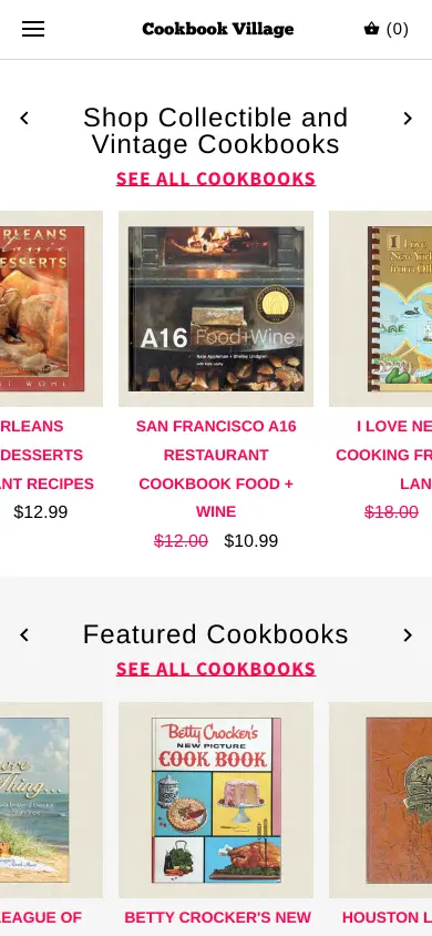 Cookbook Village - Mobile