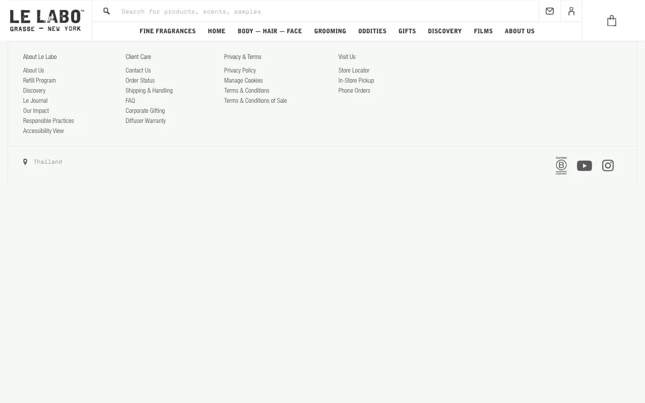Screenshot of Le Labo Fragrances
